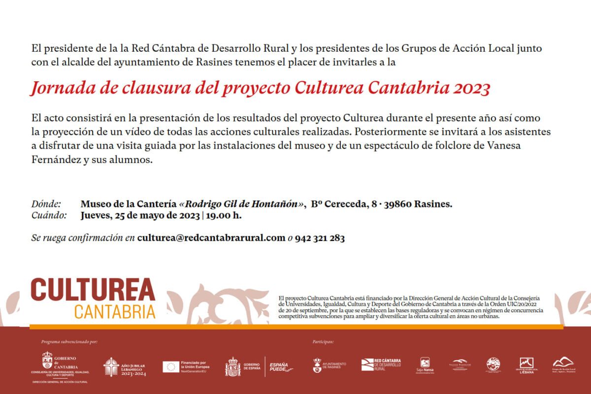  Te invitamos a la jornada de clausura del programa CULTUREA 2023